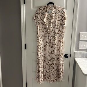 White and tan printed maxi dress